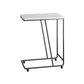 Modern Rectangular Side Table 19.7" x 11.8" x 22.8" Metal/Stone End Table with Casters