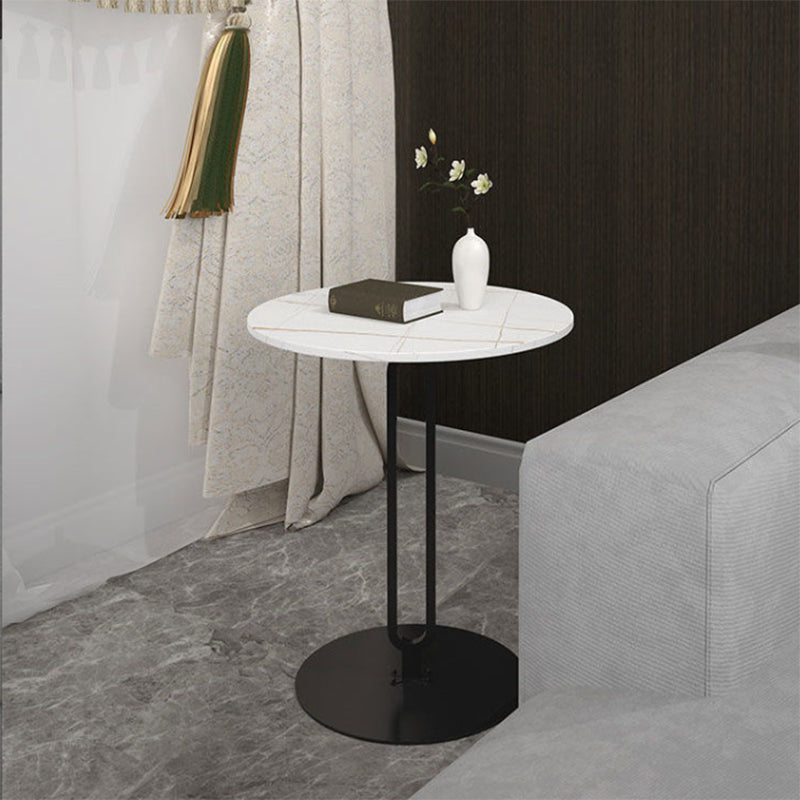 Tabella laterale di pietra rotonda del piedistallo 21.65 "alto // tavolo da estremità bianca