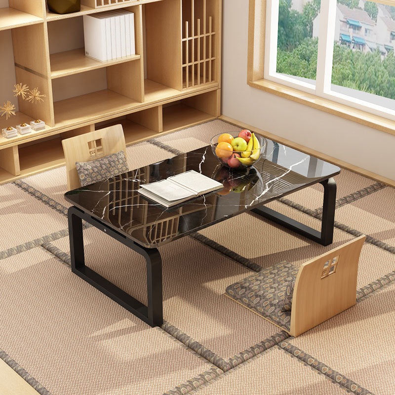 11.8"H Modern Sled Metal Base Square Top Coffee Table for Apartment Black Black Clearhalo 'Coffee & Accent Tables' 'Coffee Tables' 'coffee_tables' 'furn' 'furn_coffee_tables' 'Furniture' 'Living Room Furniture' 5127484