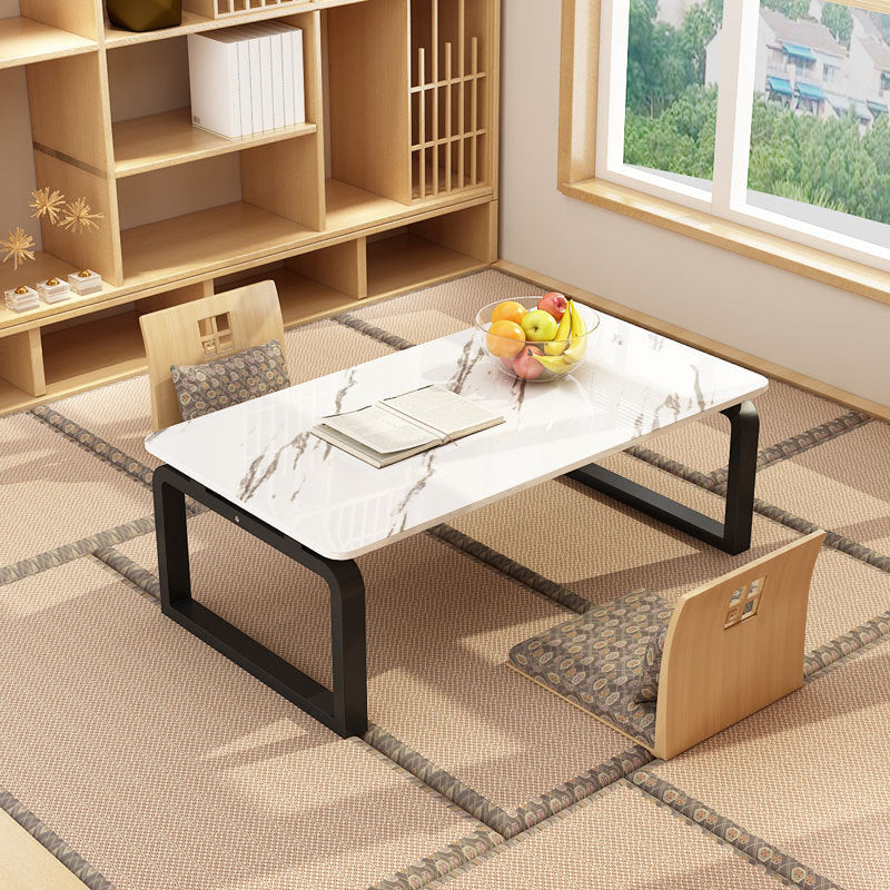 11.8"H Modern Sled Metal Base Square Top Coffee Table for Apartment Black White Clearhalo 'Coffee & Accent Tables' 'Coffee Tables' 'coffee_tables' 'furn' 'furn_coffee_tables' 'Furniture' 'Living Room Furniture' 5127485