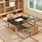 11.8"H Modern Sled Metal Base Square Top Coffee Table for Apartment Gold Black Clearhalo 'Coffee & Accent Tables' 'Coffee Tables' 'coffee_tables' 'furn' 'furn_coffee_tables' 'Furniture' 'Living Room Furniture' 5127487