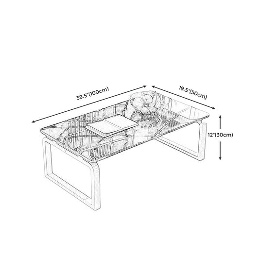 11.8"H Modern Sled Metal Base Square Top Coffee Table for Apartment Clearhalo 'Coffee & Accent Tables' 'Coffee Tables' 'coffee_tables' 'furn' 'furn_coffee_tables' 'Furniture' 'Living Room Furniture' 5127494