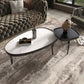 Modern Slate/metal Oval/square Coffee Table for Living Room Cocktail Table 43"L x 27.5"W x 14"H + 22"L x 22"W x 18"H White-Black Clearhalo 'Coffee & Accent Tables' 'Coffee Tables' 'coffee_tables' 'furn' 'furn_coffee_tables' 'Furniture' 'Living Room Furniture' 5127529