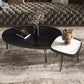 Modern Slate/metal Oval/square Coffee Table for Living Room Cocktail Table 43"L x 27.5"W x 14"H + 22"L x 22"W x 18"H Black Clearhalo 'Coffee & Accent Tables' 'Coffee Tables' 'coffee_tables' 'furn' 'furn_coffee_tables' 'Furniture' 'Living Room Furniture' 5127532