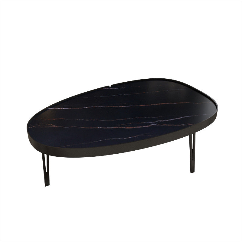Modern Slate/metal Oval/square Coffee Table for Living Room Cocktail Table 43"L x 27.5"W x 14"H Black Clearhalo 'Coffee & Accent Tables' 'Coffee Tables' 'coffee_tables' 'furn' 'furn_coffee_tables' 'Furniture' 'Living Room Furniture' 5127533