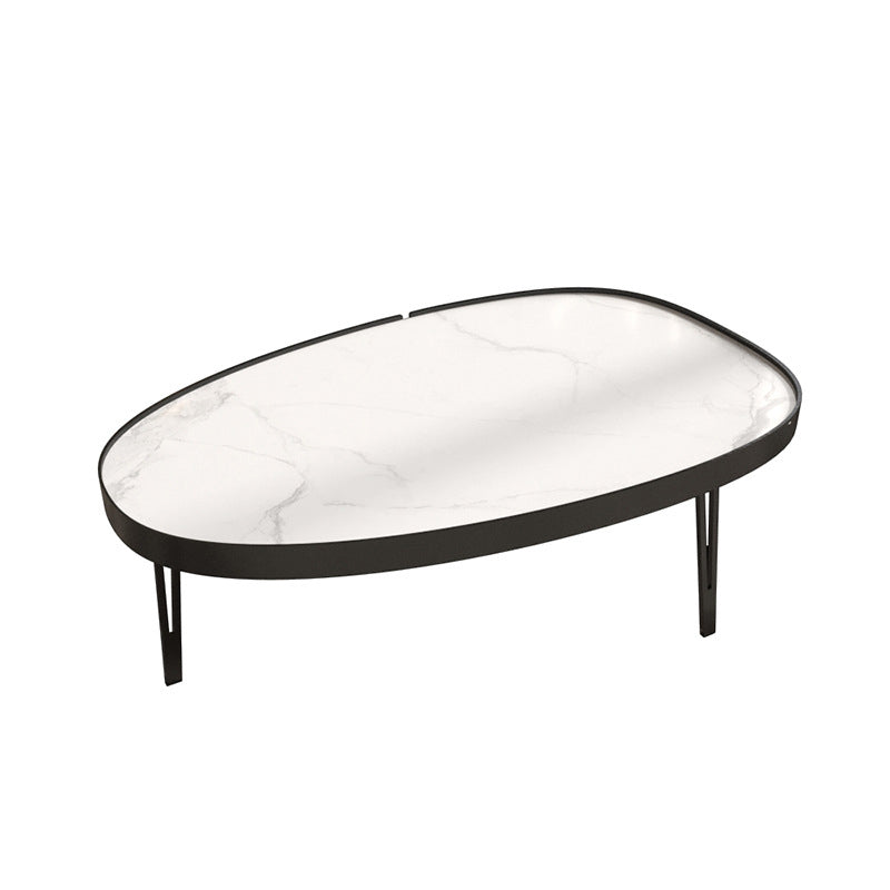 Modern Slate/metal Oval/square Coffee Table for Living Room Cocktail Table 43"L x 27.5"W x 14"H White-Black Clearhalo 'Coffee & Accent Tables' 'Coffee Tables' 'coffee_tables' 'furn' 'furn_coffee_tables' 'Furniture' 'Living Room Furniture' 5127537
