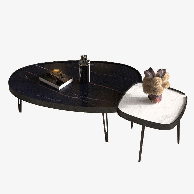 Modern Slate/metal Oval/square Coffee Table for Living Room Cocktail Table Clearhalo 'Coffee & Accent Tables' 'Coffee Tables' 'coffee_tables' 'furn' 'furn_coffee_tables' 'Furniture' 'Living Room Furniture' 5127538