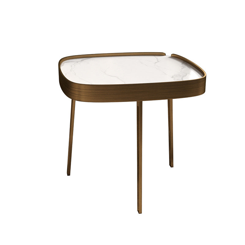 Modern Slate/metal Oval/square Coffee Table for Living Room Cocktail Table 22"L x 22"W x 18"H White-Gold Clearhalo 'Coffee & Accent Tables' 'Coffee Tables' 'coffee_tables' 'furn' 'furn_coffee_tables' 'Furniture' 'Living Room Furniture' 5127540