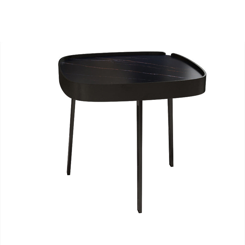 Modern Slate/metal Oval/square Coffee Table for Living Room Cocktail Table 22"L x 22"W x 18"H Black Clearhalo 'Coffee & Accent Tables' 'Coffee Tables' 'coffee_tables' 'furn' 'furn_coffee_tables' 'Furniture' 'Living Room Furniture' 5127541