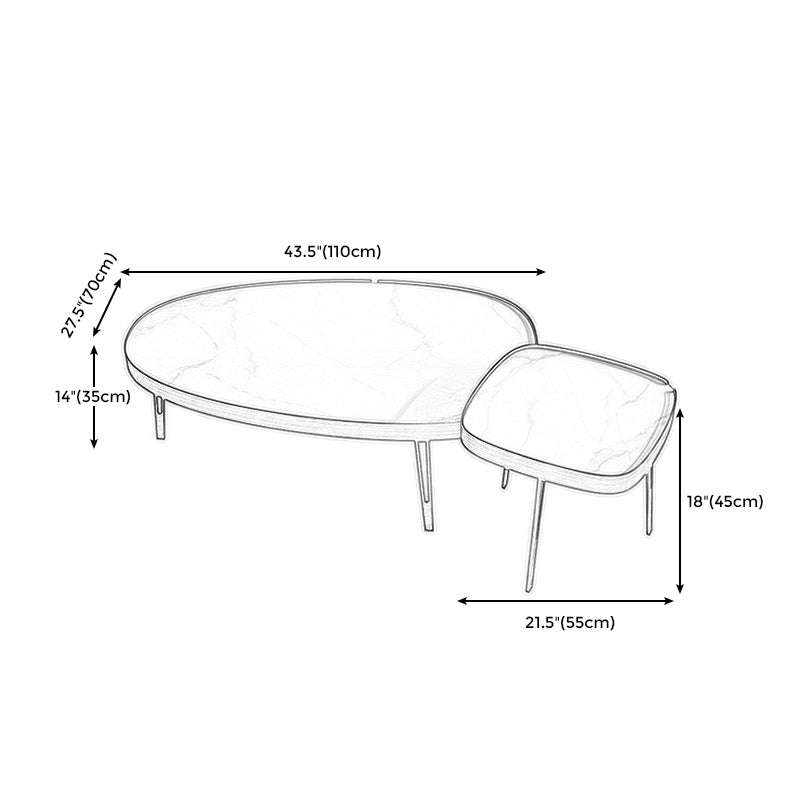 Modern Slate/metal Oval/square Coffee Table for Living Room Cocktail Table Clearhalo 'Coffee & Accent Tables' 'Coffee Tables' 'coffee_tables' 'furn' 'furn_coffee_tables' 'Furniture' 'Living Room Furniture' 5127548