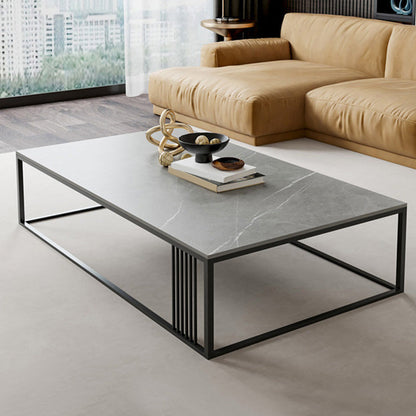 Modern Slate/steel Rectangle Coffee Table 1 Single Cocktail Table for Living Room Gray Clearhalo 'Coffee & Accent Tables' 'Coffee Tables' 'coffee_tables' 'furn' 'furn_coffee_tables' 'Furniture' 'Living Room Furniture' 5127563