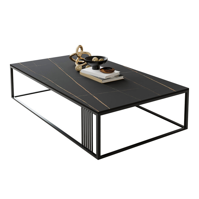 Modern Slate/steel Rectangle Coffee Table 1 Single Cocktail Table for Living Room Clearhalo 'Coffee & Accent Tables' 'Coffee Tables' 'coffee_tables' 'furn' 'furn_coffee_tables' 'Furniture' 'Living Room Furniture' 5127564