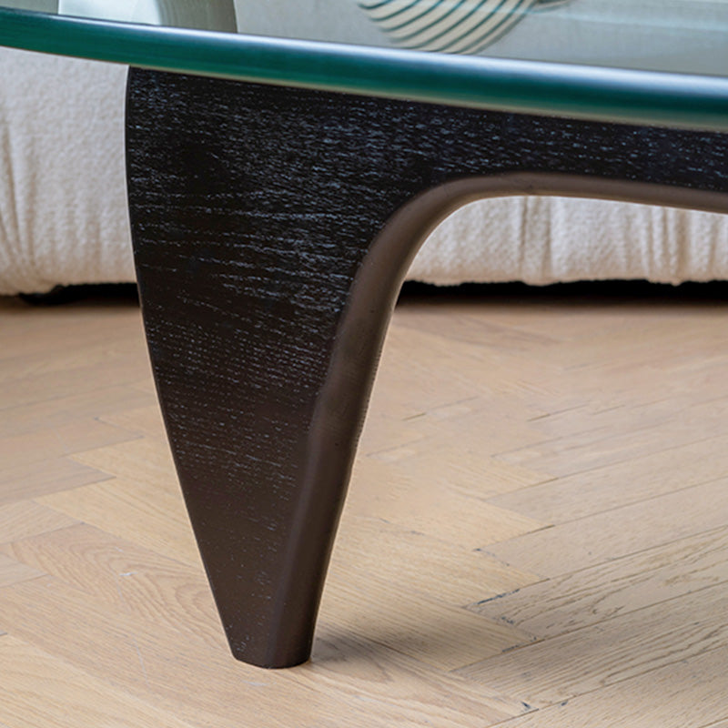 Moderne driehoek glas abstracte salontafel heldere cocktailtafel