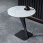 Pedestal Stone Coffee Table Round Single Cocktail Table in Black/White