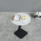 Pedestal Stone Coffee Table Round Single Cocktail Table in Black/White