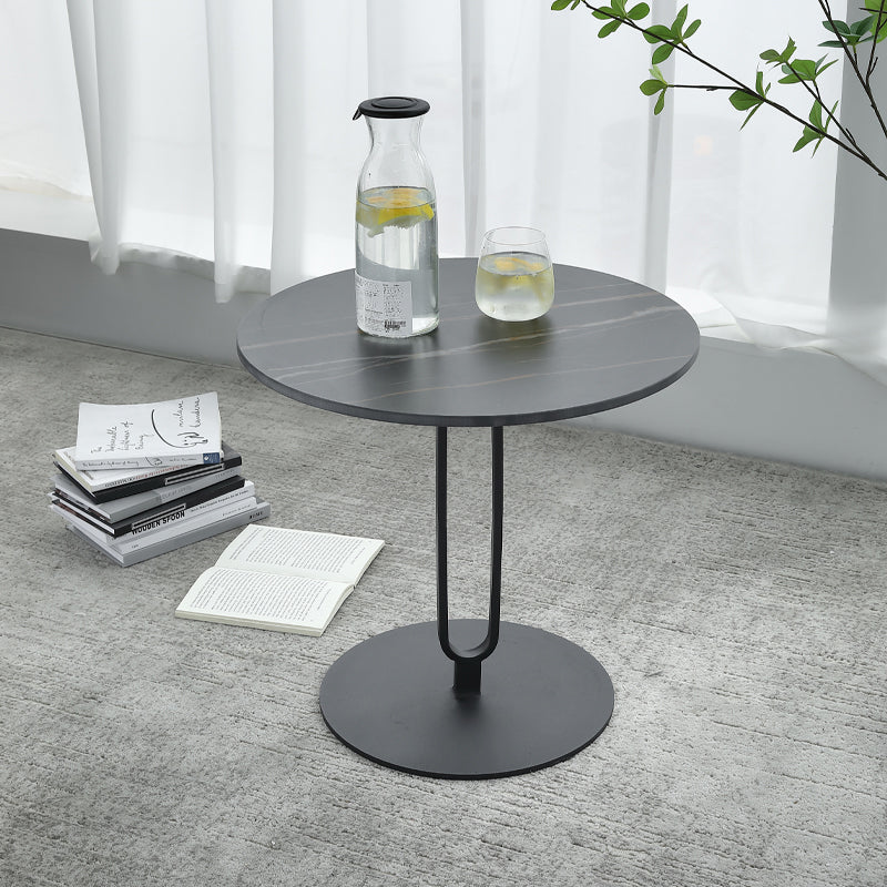 Table basse rond avec des accents en métal pierre moderne 20,9 '' table de cocktails