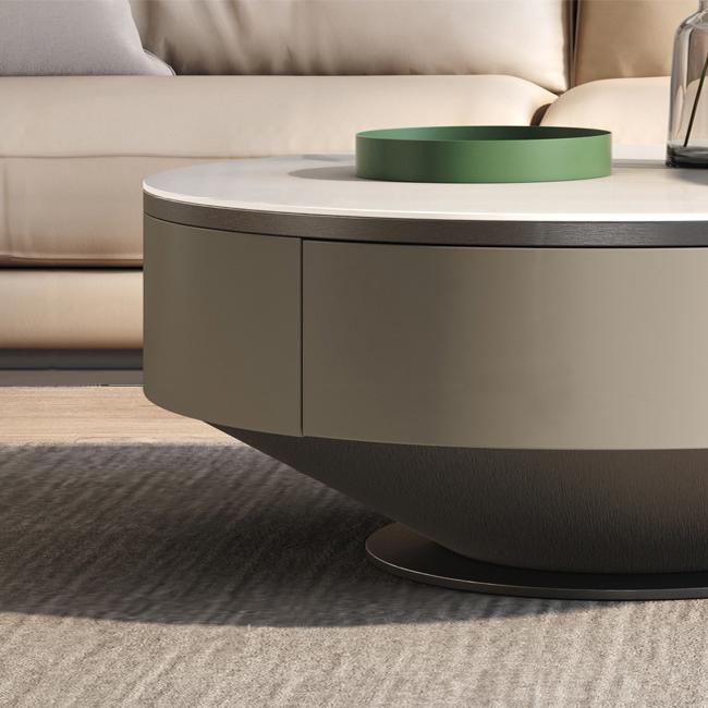 Grauer Couchtisch von Metal Craft mit kreisförmigem, verschachteltem Einzelfuß-Couchtisch