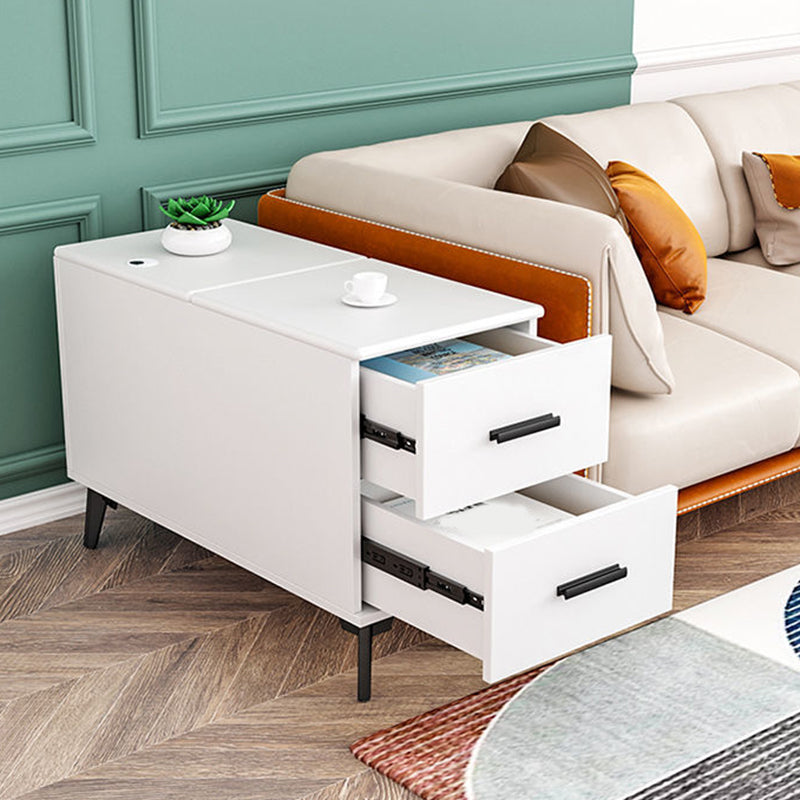 Rectangular Wood End Table 4 Legs 2-Drawer Side Table - 23.23" H