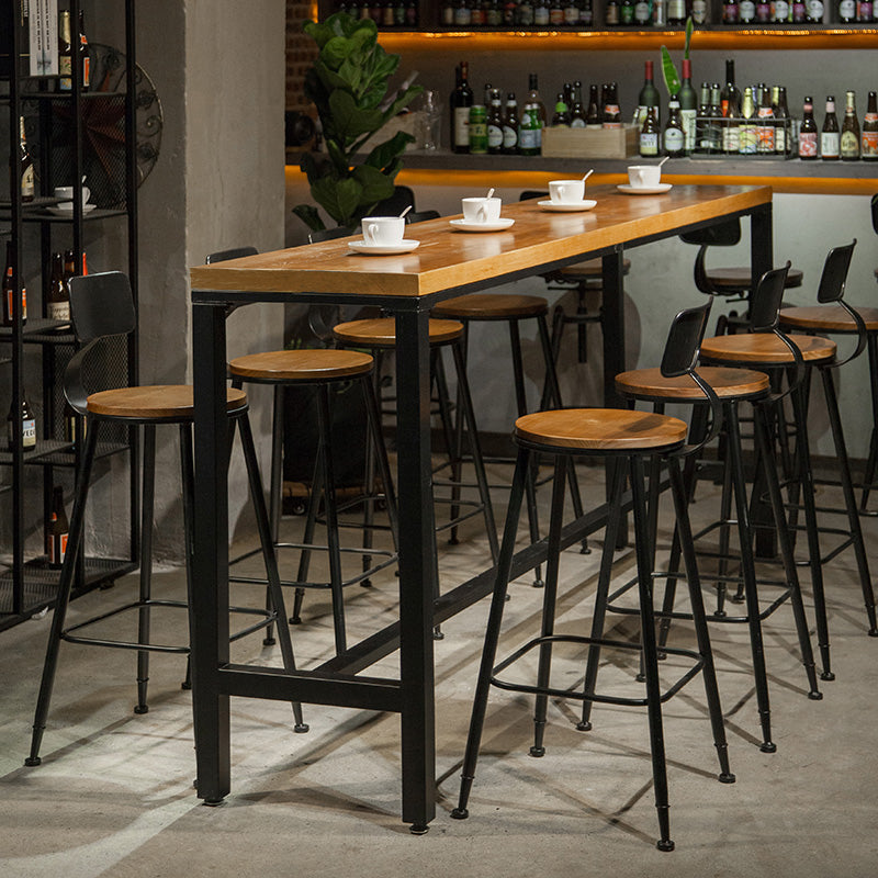Coffee Shop Bar Height Counter Height Table Industrial Solid Wood Rectangle Pub Table 70.9"L x 15.7"W x 41.3"H Without Chairs Clearhalo 'Bar Furniture' 'Bar Tables' 'bar_tables' 'furn' 'furn_bar_tables' 'Furniture' 'Kitchen & Dining Furniture' 5130427