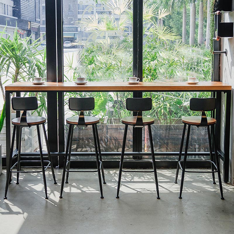 Coffee Shop Bar Height Counter Height Table Industrial Solid Wood Rectangle Pub Table 78.7"L x 15.7"W x 41.3"H Without Chairs Clearhalo 'Bar Furniture' 'Bar Tables' 'bar_tables' 'furn' 'furn_bar_tables' 'Furniture' 'Kitchen & Dining Furniture' 5130429