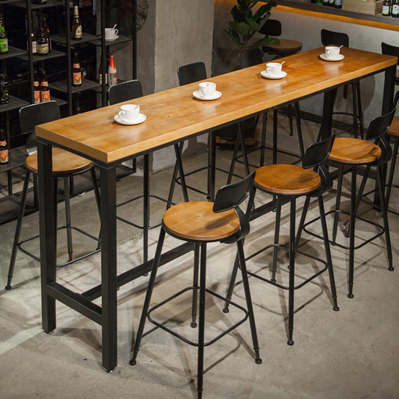 Coffee Shop Bar Height Counter Height Table Industrial Solid Wood Rectangle Pub Table Clearhalo 'Bar Furniture' 'Bar Tables' 'bar_tables' 'furn' 'furn_bar_tables' 'Furniture' 'Kitchen & Dining Furniture' 5130435