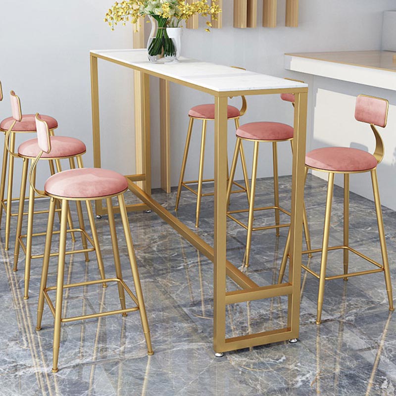 Rectangle Living Room Pub Height Dining Table Contemporary Marble Bistro Table 70.9"L x 15.7"W x 41.3"H Without Chairs Clearhalo 'Bar Furniture' 'Bar Tables' 'bar_tables' 'furn' 'furn_bar_tables' 'Furniture' 'Kitchen & Dining Furniture' 5130448