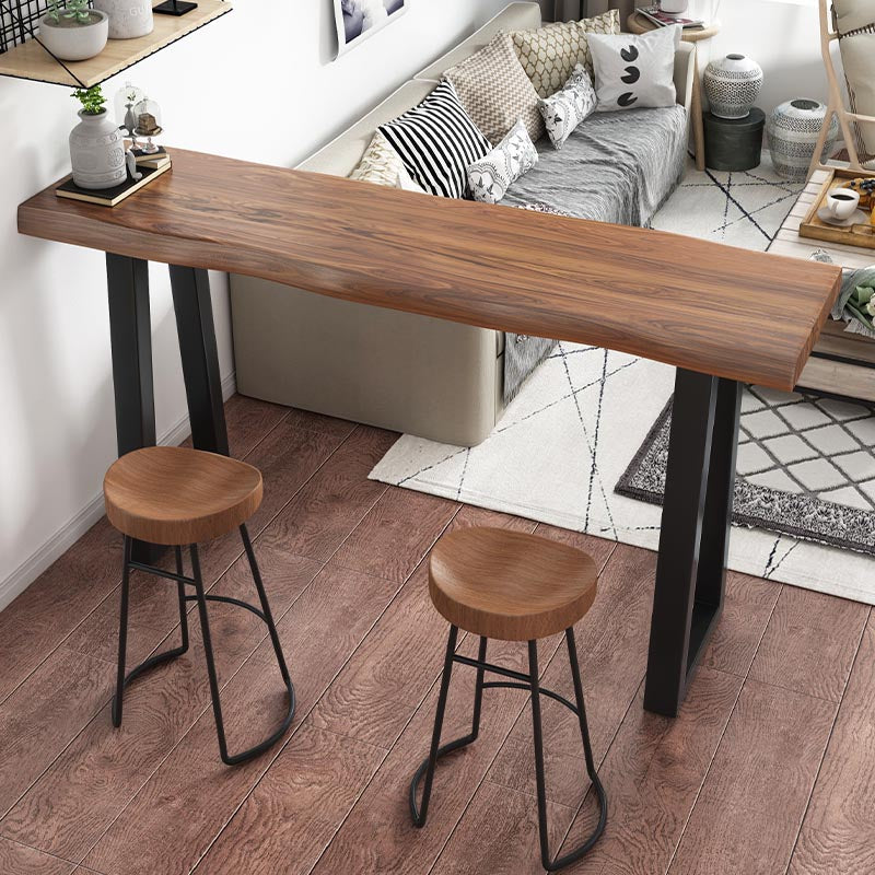 Living Room Solid Wood Counter Wine Table Sled Modern Natural Bar Height Pub Table 55.1"L x 15.7"W x 41.3"H Without Chairs Clearhalo 'Bar Furniture' 'Bar Tables' 'bar_tables' 'furn' 'furn_bar_tables' 'Furniture' 'Kitchen & Dining Furniture' 5130475