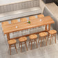 Solid Wood Trestle Cocktail Bar Table Modern Footrest Pub Height Dining Table in Natural 102.4"L x 17.7"W x 41.3"H Without Chairs Clearhalo 'Bar Furniture' 'Bar Tables' 'bar_tables' 'furn' 'furn_bar_tables' 'Furniture' 'Kitchen & Dining Furniture' 5130499
