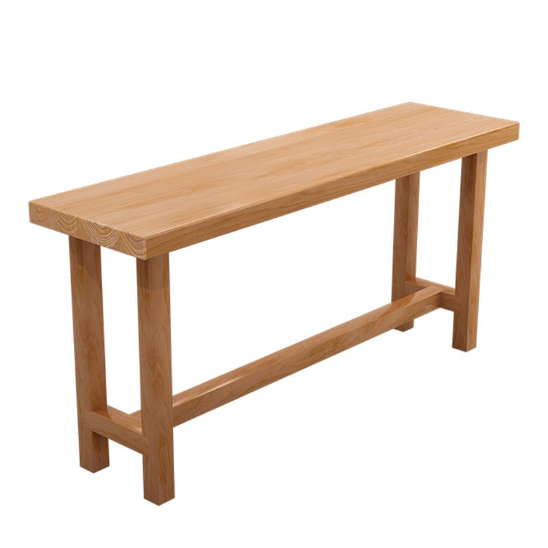 Solid Wood Trestle Cocktail Bar Table Modern Footrest Pub Height Dining Table in Natural Without Chairs Clearhalo 'Bar Furniture' 'Bar Tables' 'bar_tables' 'furn' 'furn_bar_tables' 'Furniture' 'Kitchen & Dining Furniture' 5130500