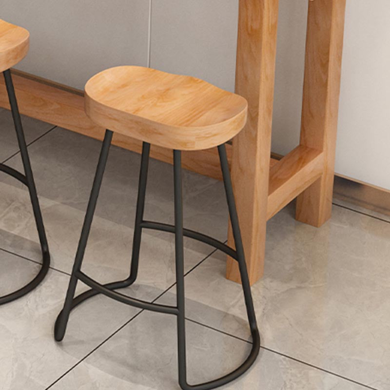 Solid Wood Trestle Cocktail Bar Table Modern Footrest Pub Height Dining Table in Natural Clearhalo 'Bar Furniture' 'Bar Tables' 'bar_tables' 'furn' 'furn_bar_tables' 'Furniture' 'Kitchen & Dining Furniture' 5130504