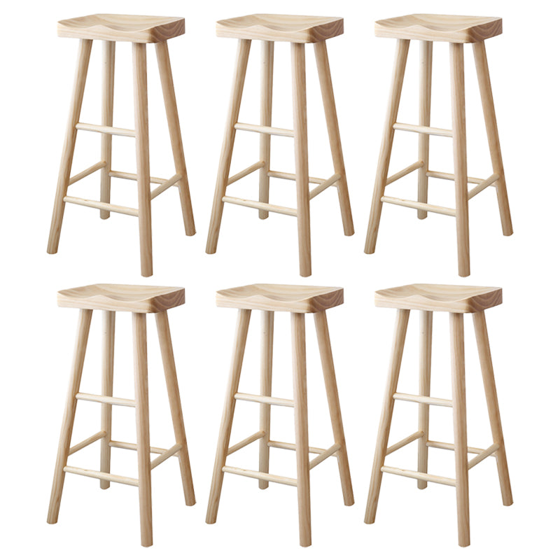 Coffee Shop Contemporary Barstool Indoor Wood 4 Legs Bar Stool with Pedal 6 Piece Set Clearhalo 'Bar Furniture' 'Bar Stools' 'bar_stools' 'furn' 'furn_bar_stools' 'Furniture' 'Kitchen & Dining Furniture' 5130605