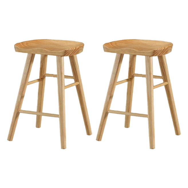 Restaurant Simple Wood Barstool Wood 4 Legs Bar Stool with Pedal Wood 2 Piece Set Short Stool(22"H) Clearhalo 'Bar Furniture' 'Bar Stools' 'bar_stools' 'furn' 'furn_bar_stools' 'Furniture' 'Kitchen & Dining Furniture' 5130687