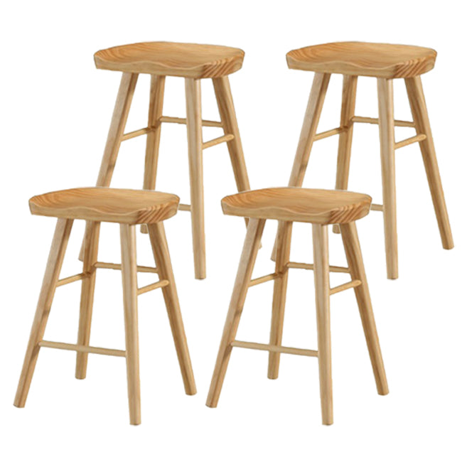 Restaurant Simple Wood Barstool Wood 4 Legs Bar Stool with Pedal Wood 4 Piece Set Short Stool(22"H) Clearhalo 'Bar Furniture' 'Bar Stools' 'bar_stools' 'furn' 'furn_bar_stools' 'Furniture' 'Kitchen & Dining Furniture' 5130688