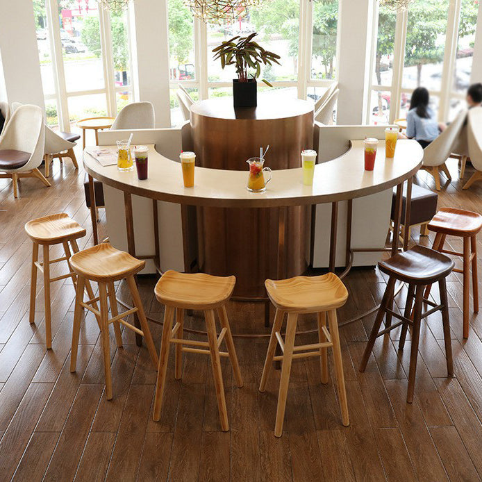 Restaurant Simple Wood Barstool Wood 4 Legs Bar Stool with Pedal Clearhalo 'Bar Furniture' 'Bar Stools' 'bar_stools' 'furn' 'furn_bar_stools' 'Furniture' 'Kitchen & Dining Furniture' 5130689