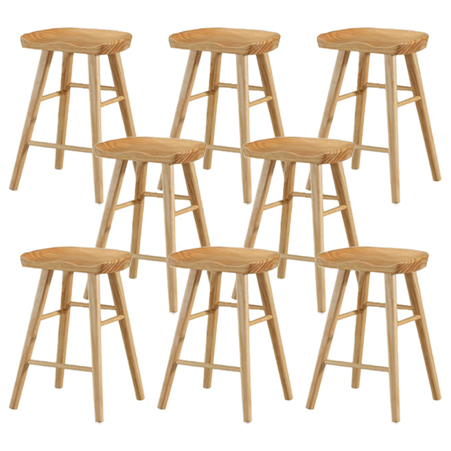 Restaurant Simple Wood Barstool Wood 4 Legs Bar Stool with Pedal Wood 8 Piece Set Short Stool(22"H) Clearhalo 'Bar Furniture' 'Bar Stools' 'bar_stools' 'furn' 'furn_bar_stools' 'Furniture' 'Kitchen & Dining Furniture' 5130693