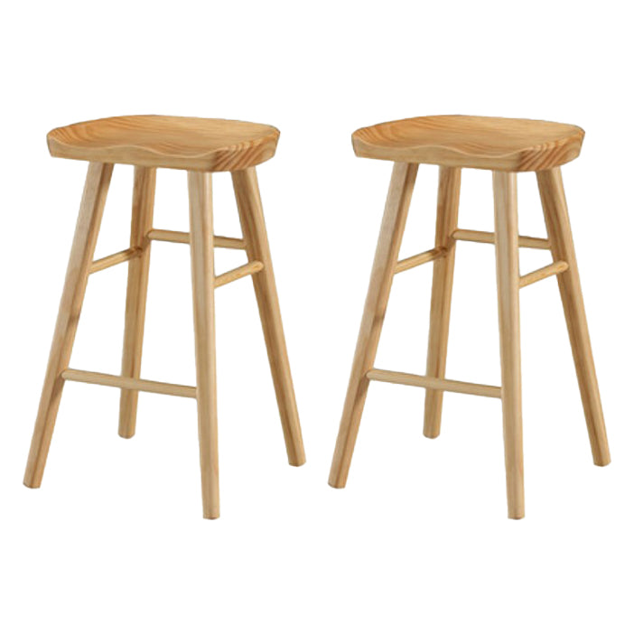 Restaurant Simple Wood Barstool Wood 4 Legs Bar Stool with Pedal Wood 2 Piece Set Counter Stool(26"H) Clearhalo 'Bar Furniture' 'Bar Stools' 'bar_stools' 'furn' 'furn_bar_stools' 'Furniture' 'Kitchen & Dining Furniture' 5130695