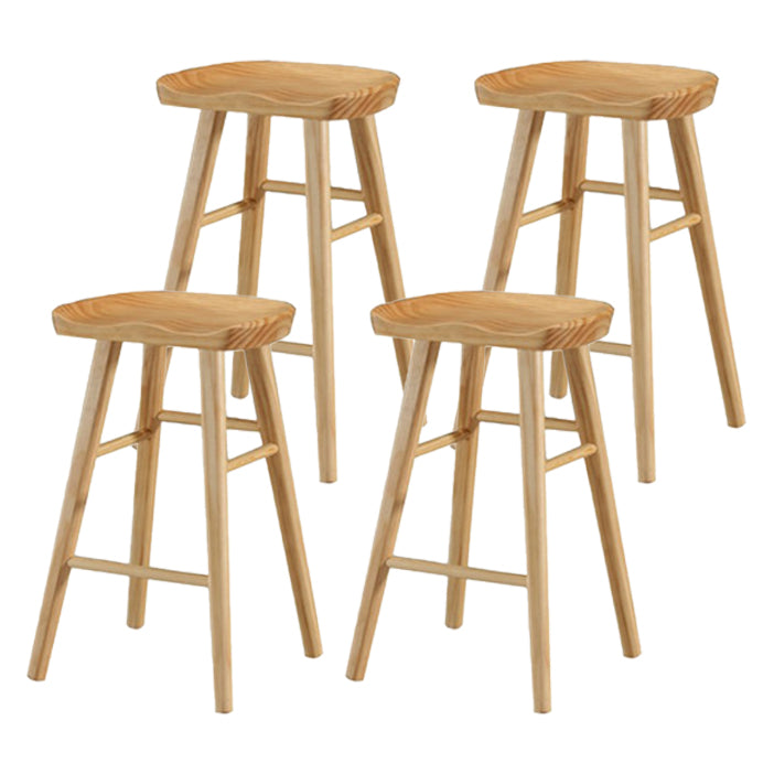 Restaurant Simple Wood Barstool Wood 4 Legs Bar Stool with Pedal Wood 4 Piece Set Counter Stool(26"H) Clearhalo 'Bar Furniture' 'Bar Stools' 'bar_stools' 'furn' 'furn_bar_stools' 'Furniture' 'Kitchen & Dining Furniture' 5130697