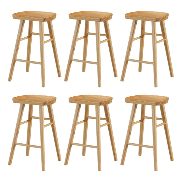 Restaurant Simple Wood Barstool Wood 4 Legs Bar Stool with Pedal Wood 6 Piece Set Counter Stool(26"H) Clearhalo 'Bar Furniture' 'Bar Stools' 'bar_stools' 'furn' 'furn_bar_stools' 'Furniture' 'Kitchen & Dining Furniture' 5130699