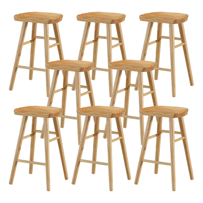 Restaurant Simple Wood Barstool Wood 4 Legs Bar Stool with Pedal Wood 8 Piece Set Counter Stool(26"H) Clearhalo 'Bar Furniture' 'Bar Stools' 'bar_stools' 'furn' 'furn_bar_stools' 'Furniture' 'Kitchen & Dining Furniture' 5130701