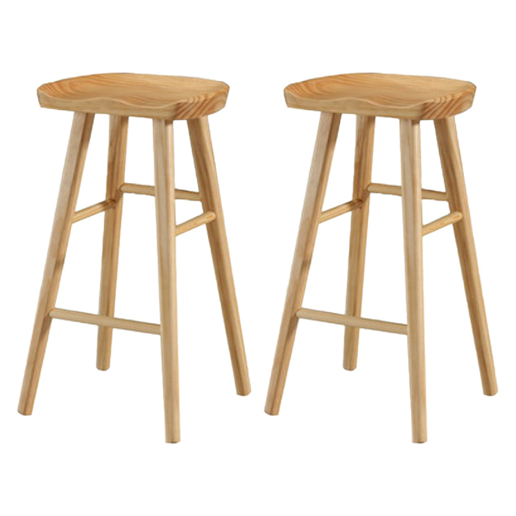 Restaurant Simple Wood Barstool Wood 4 Legs Bar Stool with Pedal Wood 2 Piece Set Bar Stool(30"H) Clearhalo 'Bar Furniture' 'Bar Stools' 'bar_stools' 'furn' 'furn_bar_stools' 'Furniture' 'Kitchen & Dining Furniture' 5130703