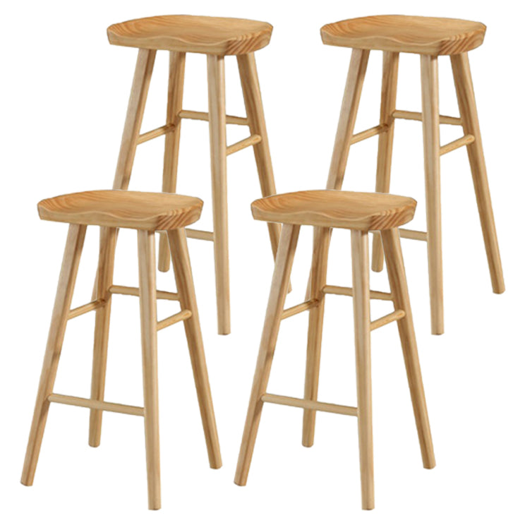 Restaurant Simple Wood Barstool Wood 4 Legs Bar Stool with Pedal Wood 4 Piece Set Bar Stool(30"H) Clearhalo 'Bar Furniture' 'Bar Stools' 'bar_stools' 'furn' 'furn_bar_stools' 'Furniture' 'Kitchen & Dining Furniture' 5130704