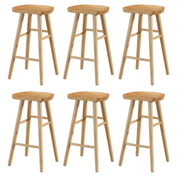 Restaurant Simple Wood Barstool Wood 4 Legs Bar Stool with Pedal Wood 6 Piece Set Bar Stool(30"H) Clearhalo 'Bar Furniture' 'Bar Stools' 'bar_stools' 'furn' 'furn_bar_stools' 'Furniture' 'Kitchen & Dining Furniture' 5130707
