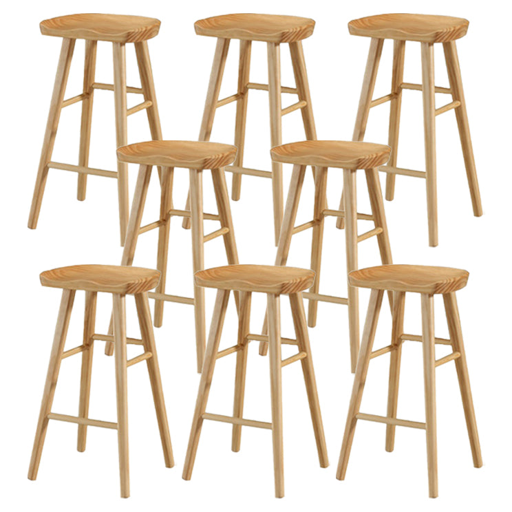 Restaurant Simple Wood Barstool Wood 4 Legs Bar Stool with Pedal Wood 8 Piece Set Bar Stool(30"H) Clearhalo 'Bar Furniture' 'Bar Stools' 'bar_stools' 'furn' 'furn_bar_stools' 'Furniture' 'Kitchen & Dining Furniture' 5130708