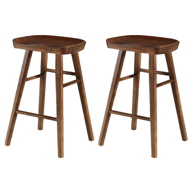 Restaurant Simple Wood Barstool Wood 4 Legs Bar Stool with Pedal Walnut 2 Piece Set Short Stool(22"H) Clearhalo 'Bar Furniture' 'Bar Stools' 'bar_stools' 'furn' 'furn_bar_stools' 'Furniture' 'Kitchen & Dining Furniture' 5130710