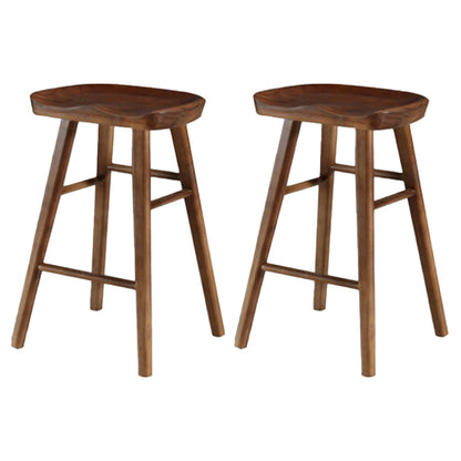 Restaurant Simple Wood Barstool Wood 4 Legs Bar Stool with Pedal Walnut 2 Piece Set Short Stool(22"H) Clearhalo 'Bar Furniture' 'Bar Stools' 'bar_stools' 'furn' 'furn_bar_stools' 'Furniture' 'Kitchen & Dining Furniture' 5130710