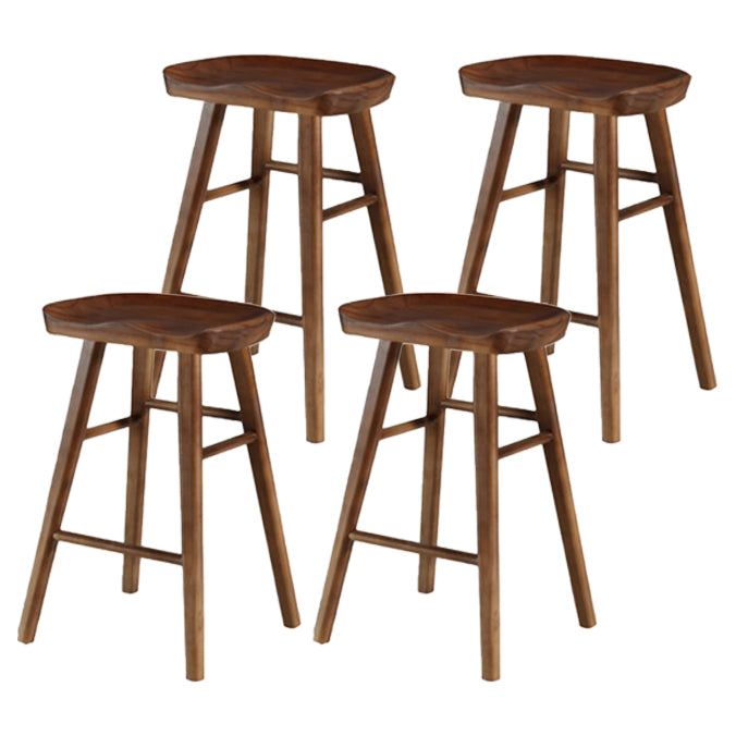 Restaurant Simple Wood Barstool Wood 4 Legs Bar Stool with Pedal Walnut 4 Piece Set Short Stool(22"H) Clearhalo 'Bar Furniture' 'Bar Stools' 'bar_stools' 'furn' 'furn_bar_stools' 'Furniture' 'Kitchen & Dining Furniture' 5130711