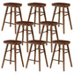 Restaurant Simple Wood Barstool Wood 4 Legs Bar Stool with Pedal Walnut 8 Piece Set Short Stool(22"H) Clearhalo 'Bar Furniture' 'Bar Stools' 'bar_stools' 'furn' 'furn_bar_stools' 'Furniture' 'Kitchen & Dining Furniture' 5130713
