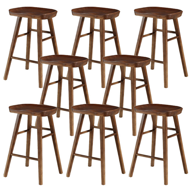 Restaurant Simple Wood Barstool Wood 4 Legs Bar Stool with Pedal Walnut 8 Piece Set Short Stool(22"H) Clearhalo 'Bar Furniture' 'Bar Stools' 'bar_stools' 'furn' 'furn_bar_stools' 'Furniture' 'Kitchen & Dining Furniture' 5130713