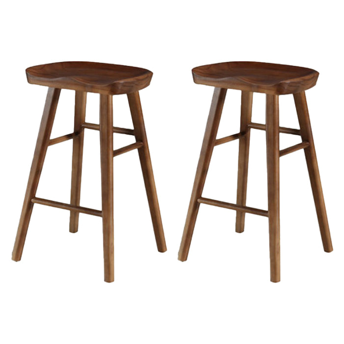 Restaurant Simple Wood Barstool Wood 4 Legs Bar Stool with Pedal Walnut 2 Piece Set Counter Stool(26"H) Clearhalo 'Bar Furniture' 'Bar Stools' 'bar_stools' 'furn' 'furn_bar_stools' 'Furniture' 'Kitchen & Dining Furniture' 5130714