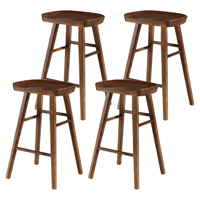 Restaurant Simple Wood Barstool Wood 4 Legs Bar Stool with Pedal Walnut 4 Piece Set Counter Stool(26"H) Clearhalo 'Bar Furniture' 'Bar Stools' 'bar_stools' 'furn' 'furn_bar_stools' 'Furniture' 'Kitchen & Dining Furniture' 5130715